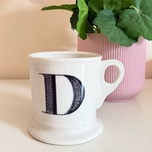 Anthropologie Monogram Farmhouse Mug Letter D